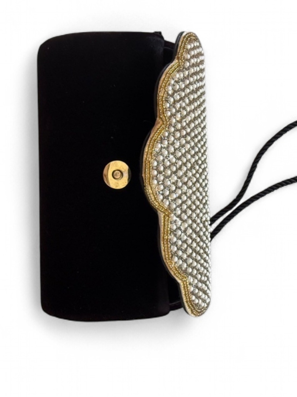 BagsElegant Black and Gold Beaded Clutch - Picture 3 of 8